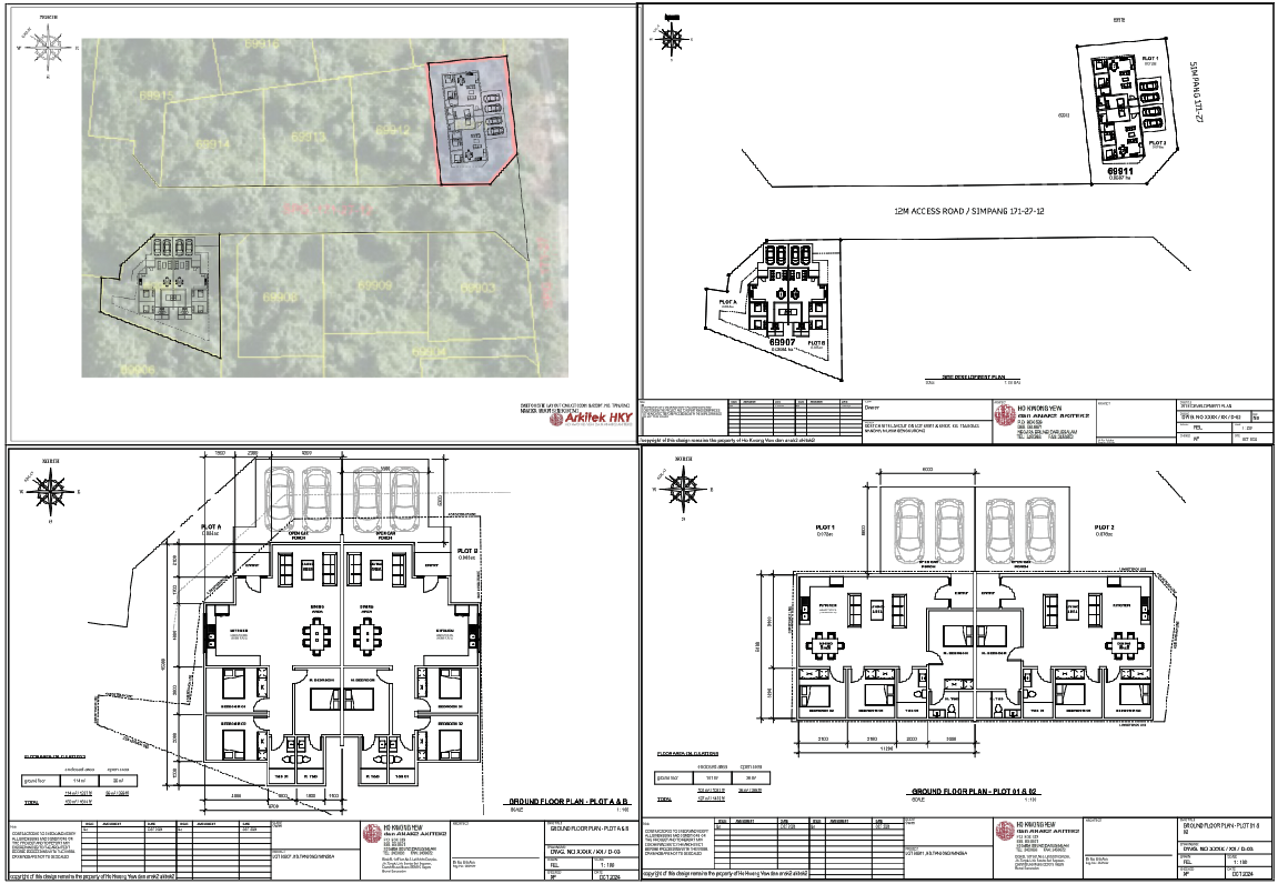 3BHK Residential Ground Floor Plan and Layout for Plot A, B, C 69007mm