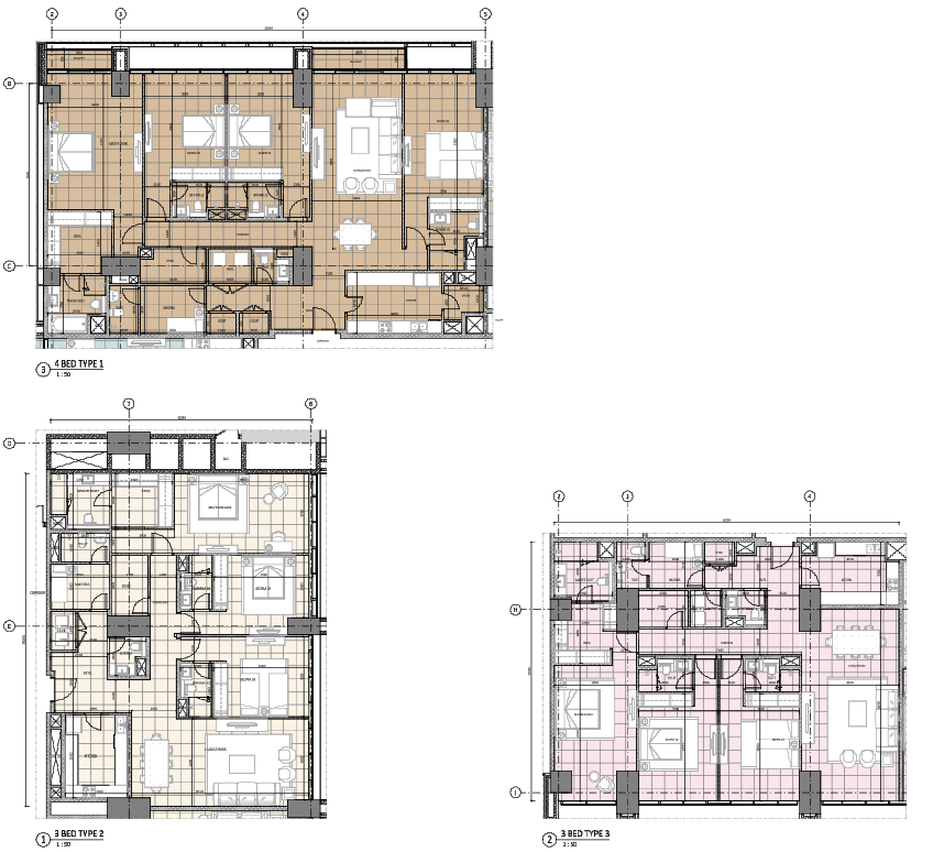 4 and 3 HHK Apartment Plan 20200x16050mm AutoCAD DWG Layouts