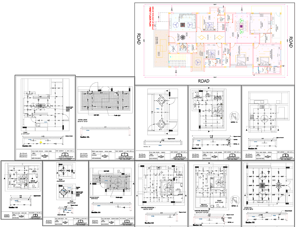 4 BHK Luxurious Bungalow First Floor Plan 3 Side Road Layout