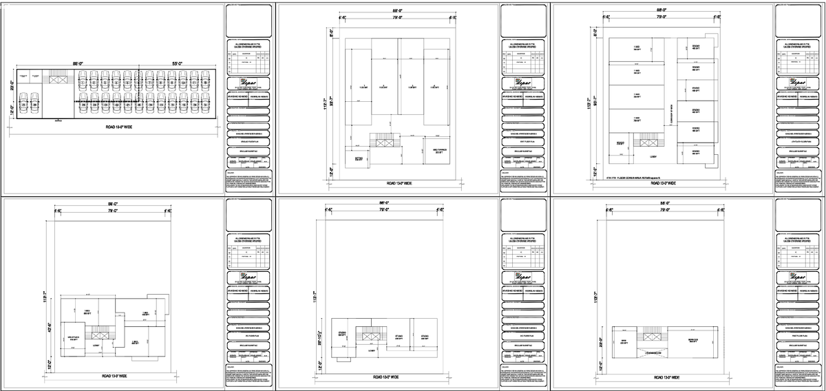 Briclane Apartments Floor Plans 88x113 FT Residential DWG files