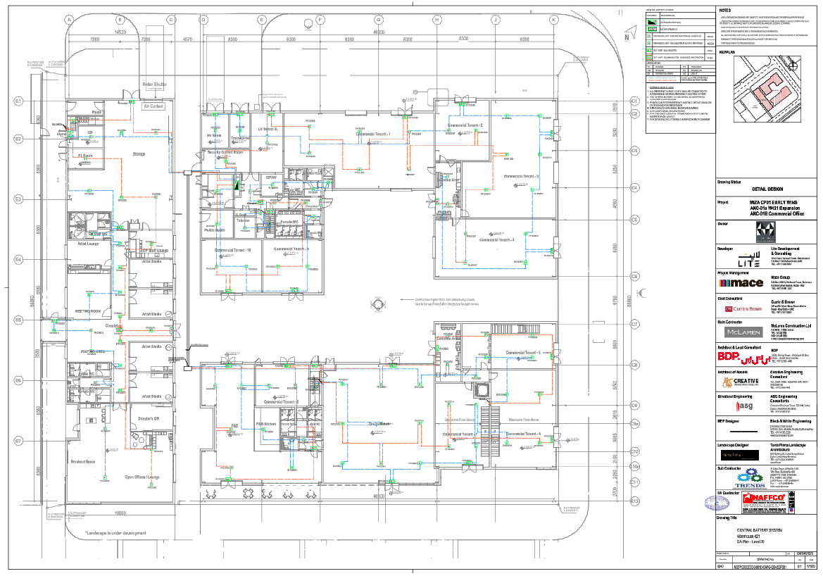 Corporate Building Level 00 Layout Plan 56860mm x 49800mm DWG