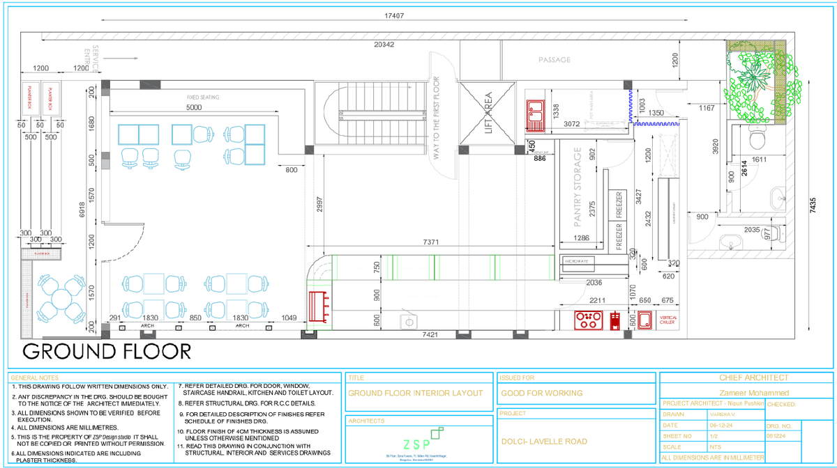 Ground Floor Commercial Restaurant Interior Layout AutoCAD DWG