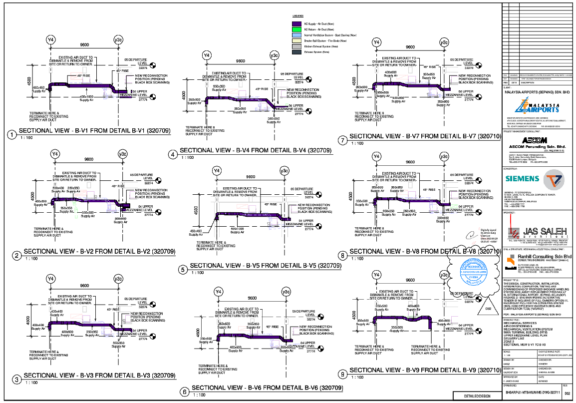 HVAC Ducting Sectional Views DWG for Mechanical Ventilation System