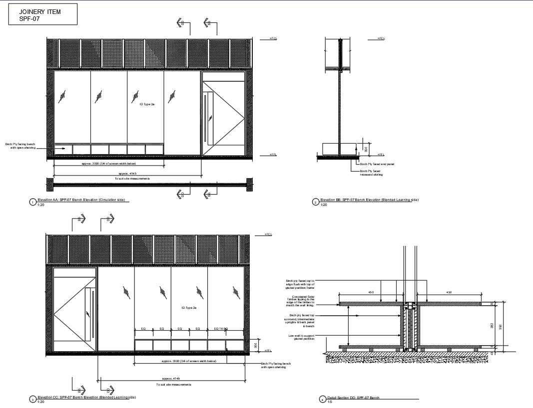 Partition with Door SPF 07 Bench Joinery 4145mm 3090mm 1 20 Detail