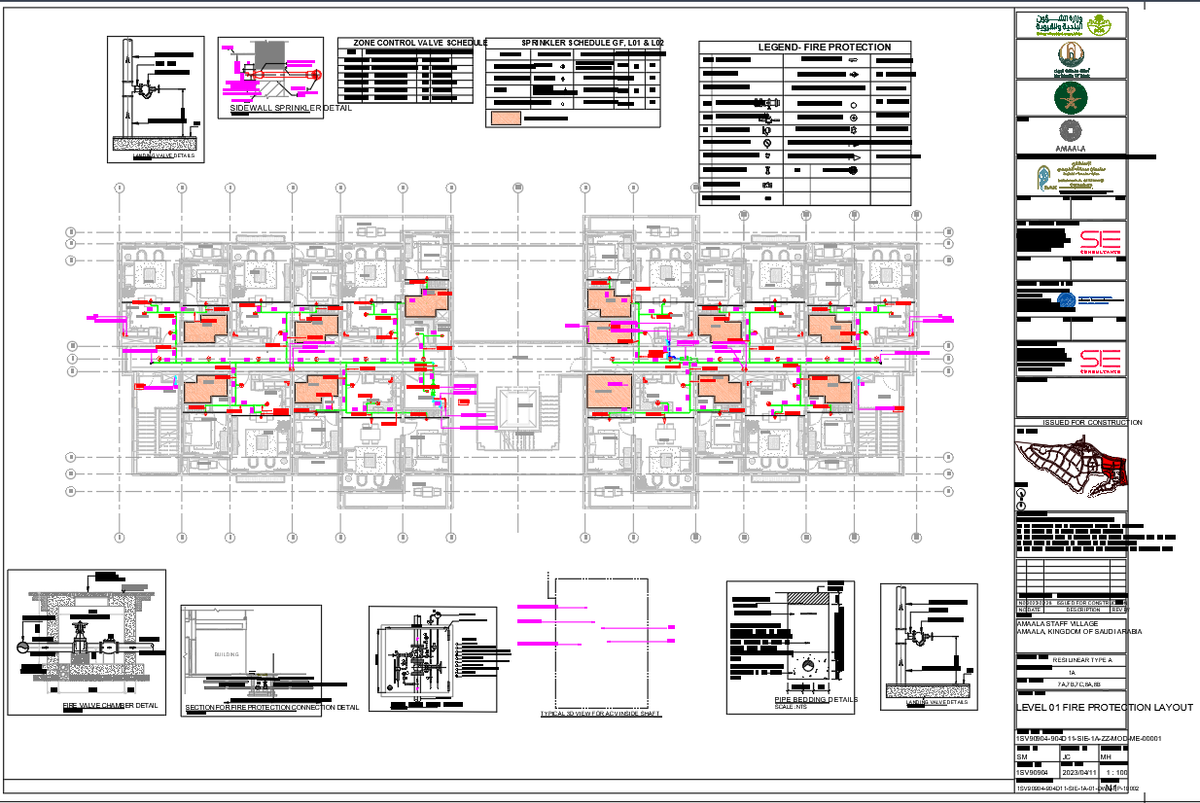 Residential 1 BHK Apartment Fire Protection Layout with Sprinklers