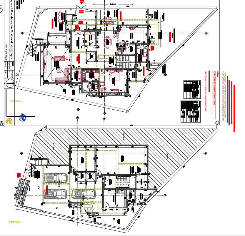 Residential Ground and First Floor Plan AutoCAD DWG with Dimensions