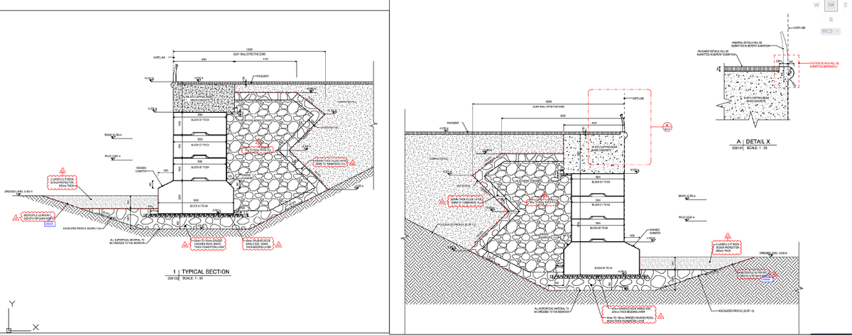 Retaining Wall Section 10000mm Clay Zone Structural Detail DWG
