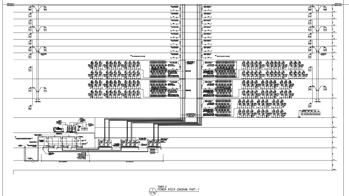 Tower D Electrical Power Riser AutoCAD DWG Multi Floor Layout
