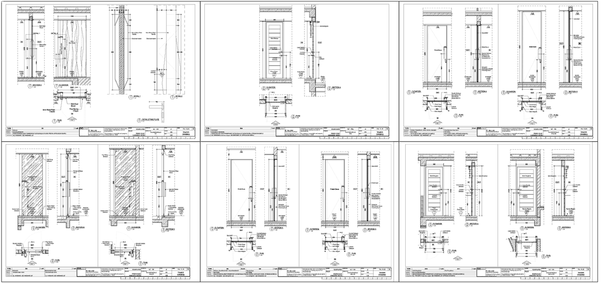Architectural Door Elevation Section Frame Detail CAD Drawing