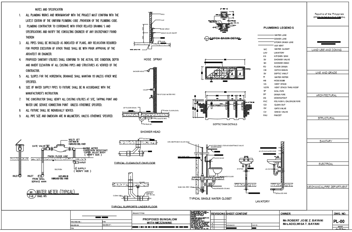 Bathroom Plumbing Layout Septic Tank And Drain Detail Drawing