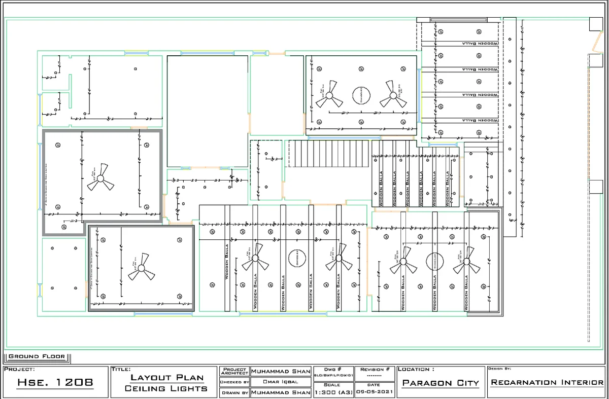 Ceiling Light Layout Plan layout House 1208 Paragon City DWG File