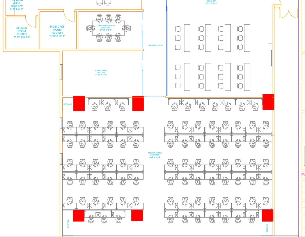 Commercial Floor Plan DWG 57ft 6in by 38ft 2in Workstation Layout
