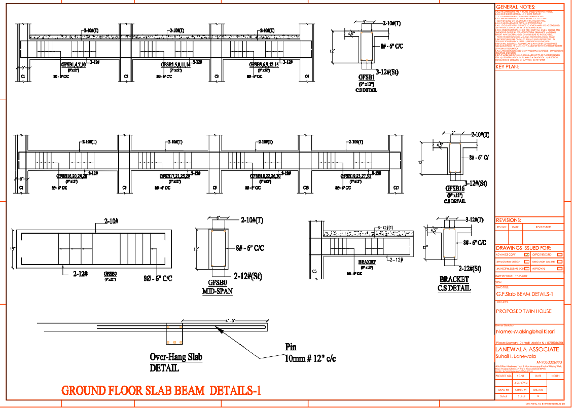 Ground Floor Slab Beam Detail 12 Inch 8mm Bar Spacing DWG Files