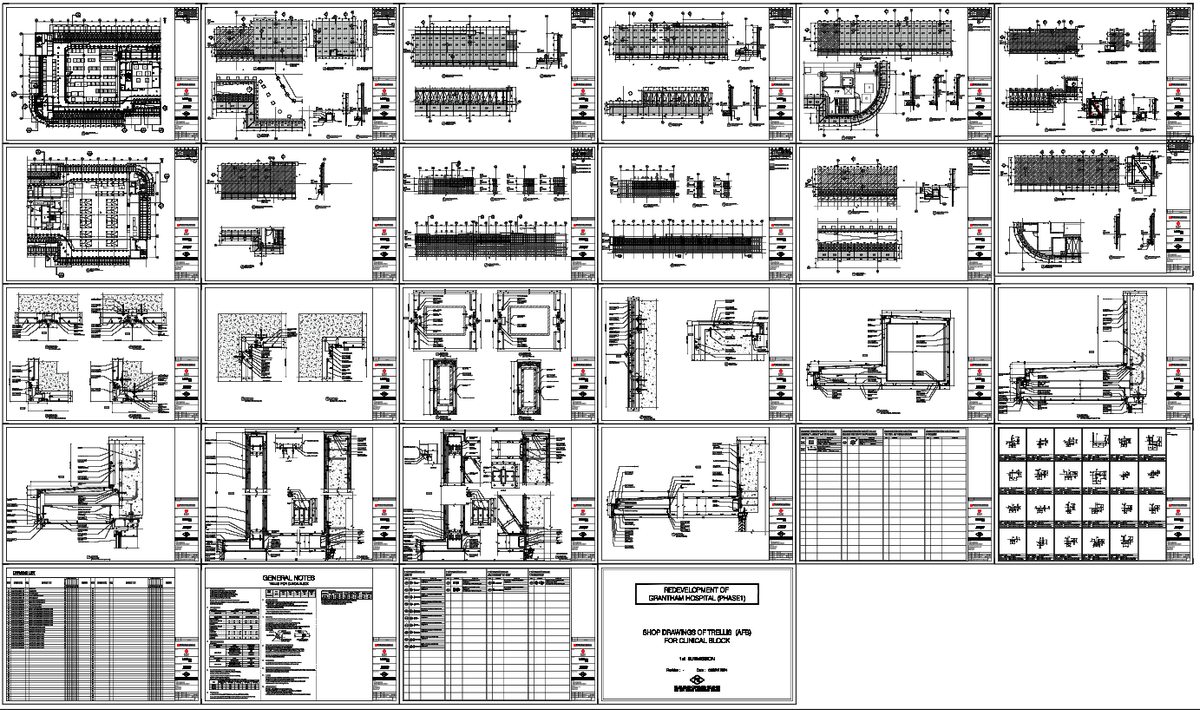 Hospital Aluminum Section Facade Frame CAD Drawing DWG Files