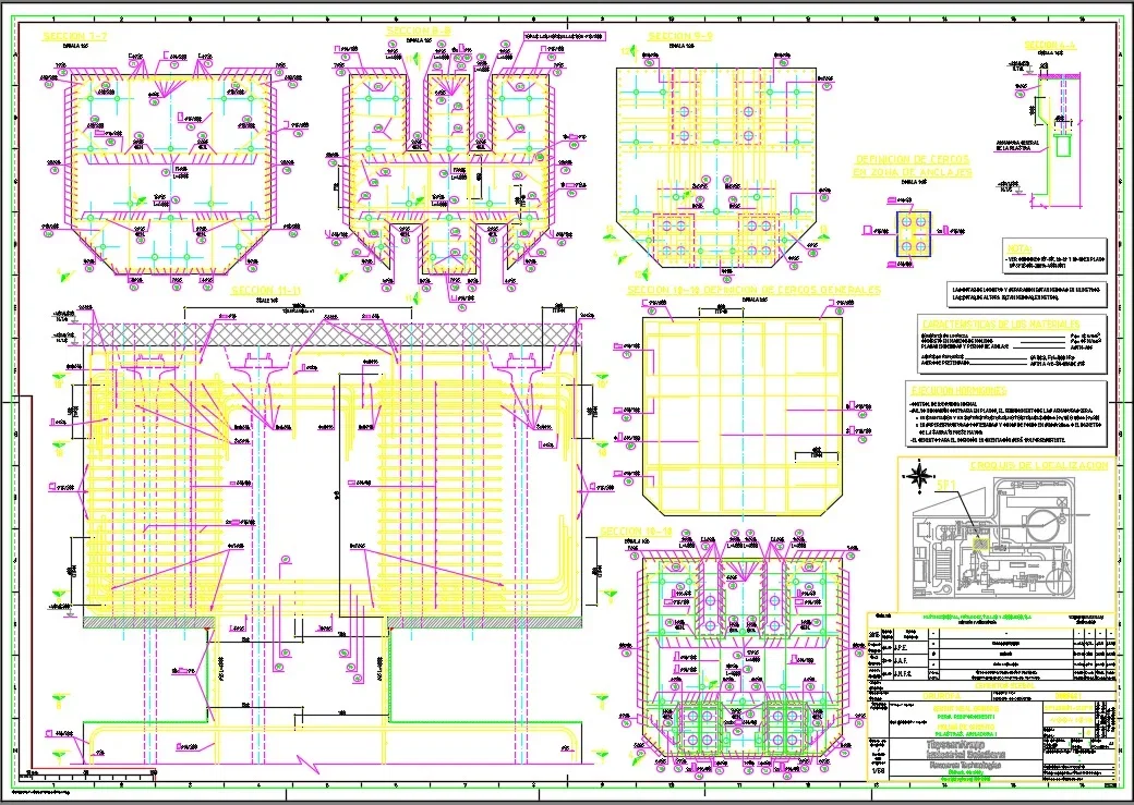 Industrial Hopper Foundation Reinforcement Section DWG Plans