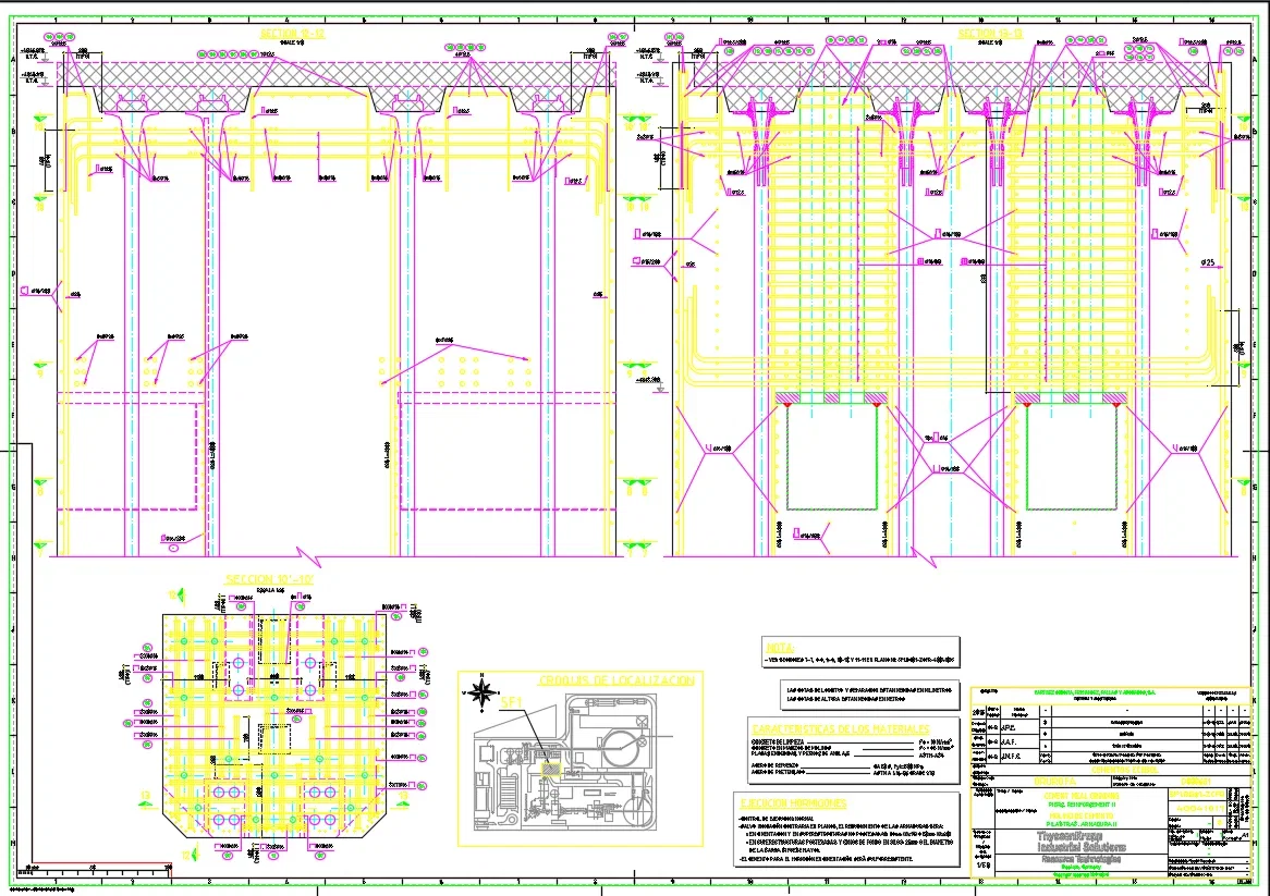 Industrial Warehouse Structural Plan with Sections Detail DWG
