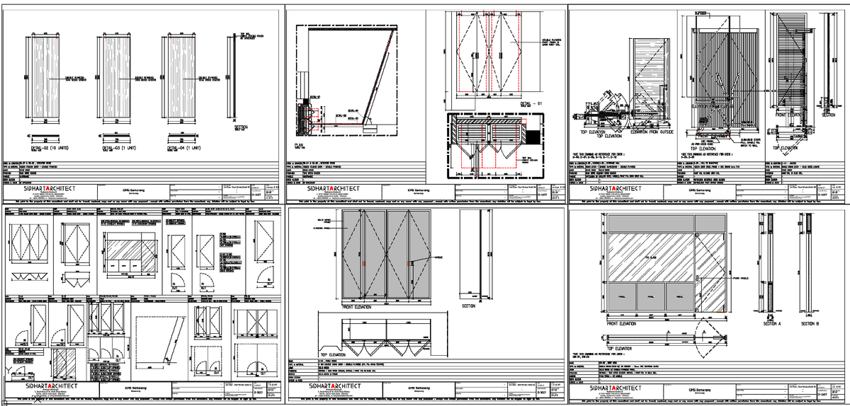 Interior Door And Partition Panel Layout Elevation Section Detail