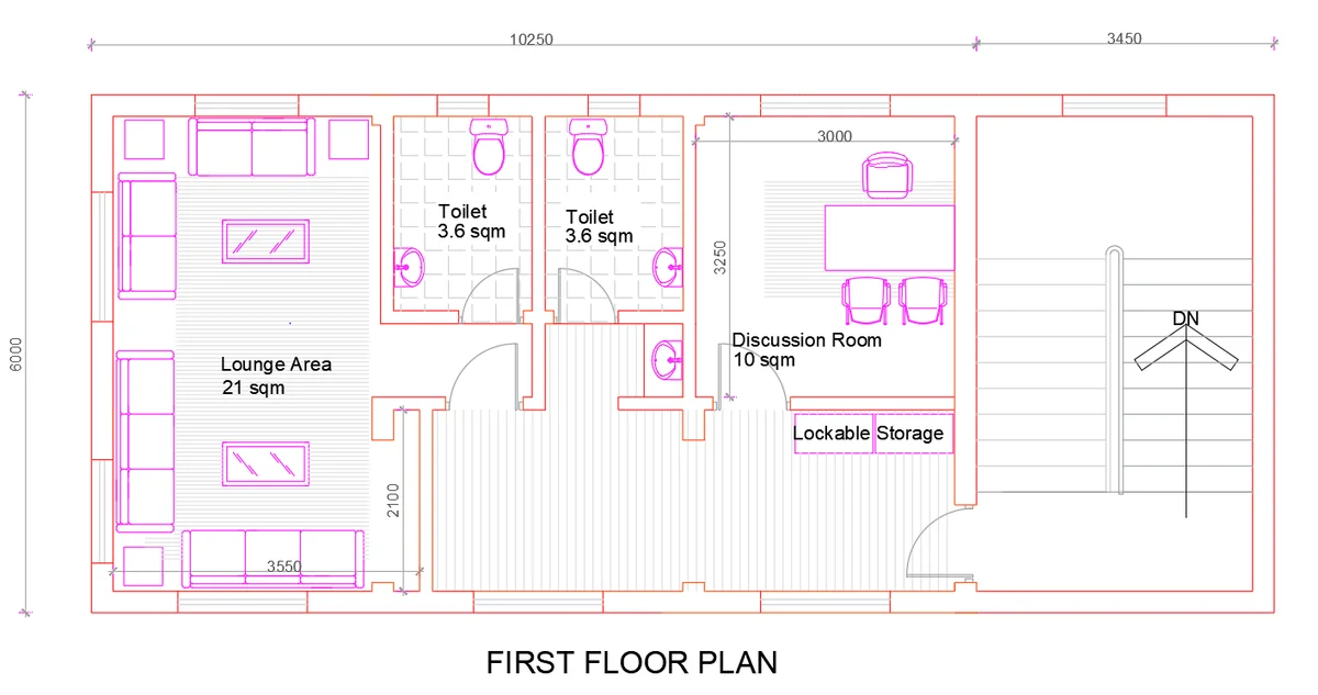 IXE Landside Police Post First Floor 10250mm 6000mm DWG file