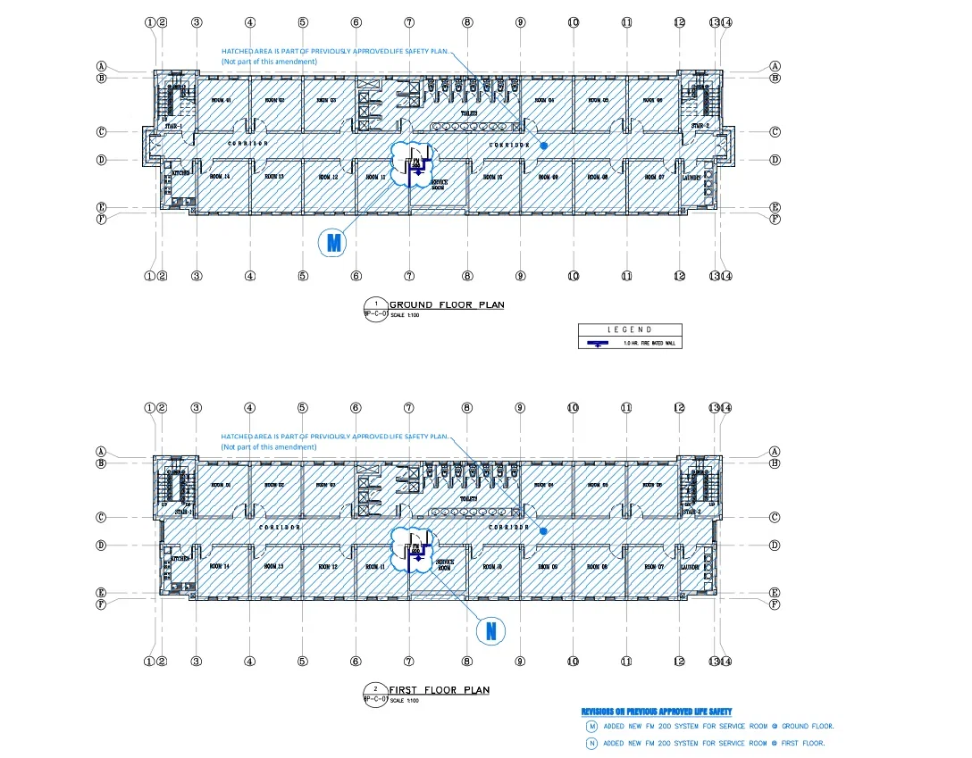 Life Safety Plan DWG Ground First Floor Scale 1 100 Building G 1