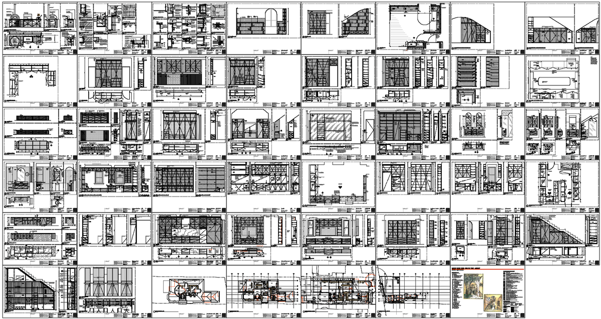 Luxurious Bungalow Interior Layout Elevation Section Detail Drawing