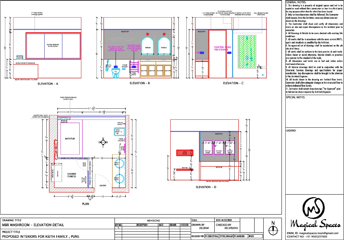 Master Bathroom Layout Plan 11ft3in by 10ft Detail DWG Files