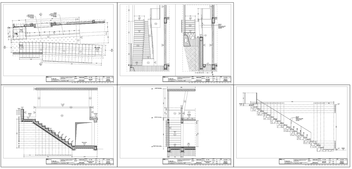 RCC Staircase Section Plan Landing Step Detail AutoCAD Drawing