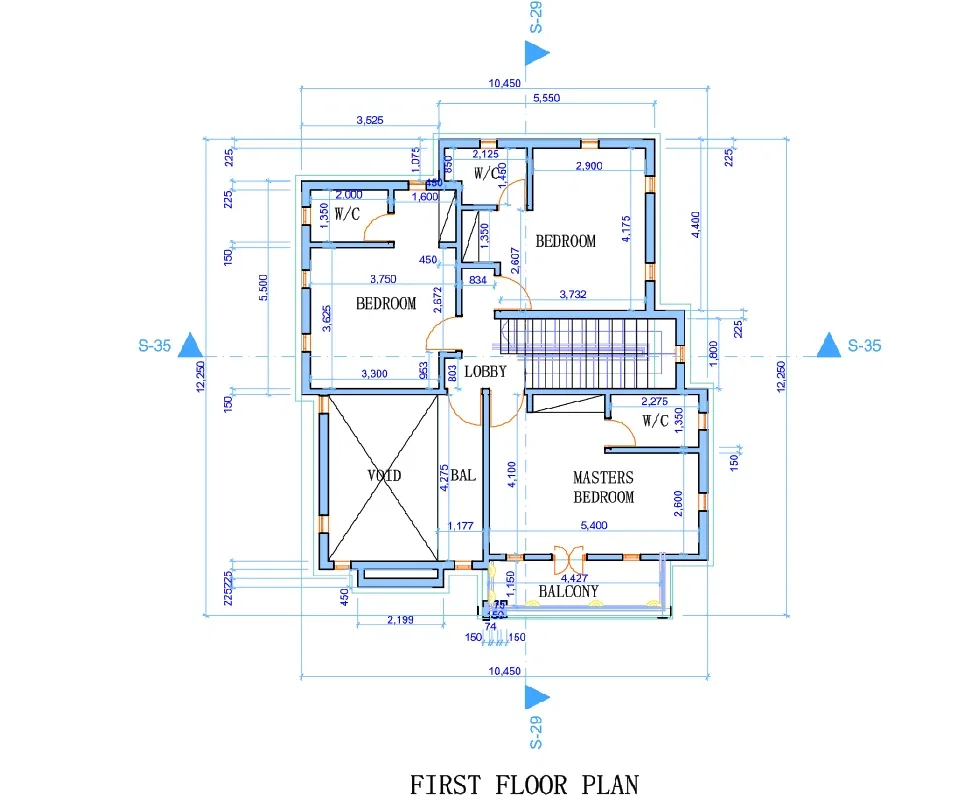 Residential First Floor Plan 10450mm Bedroom Layout plan files