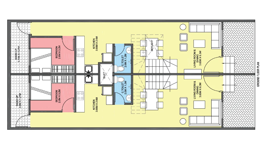 Residential Presentation Ground Floor Plan DWG 3.65m x 6.3m Layout
