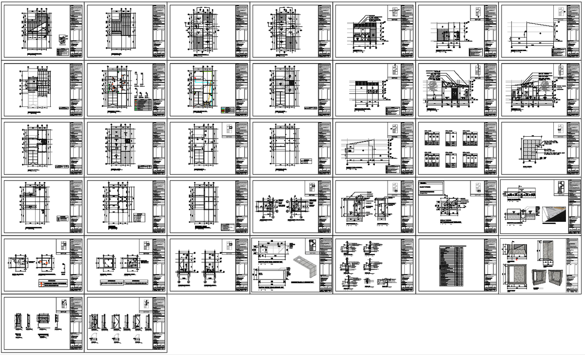 Small House Architectural Floor Plan Elevation Section Detai
