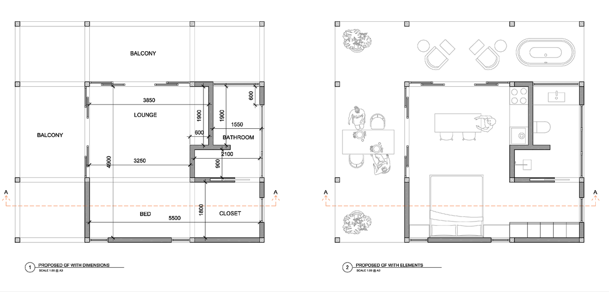 Small House Plan Layout 5500 Bedroom 3850 Lounge With Balcony
