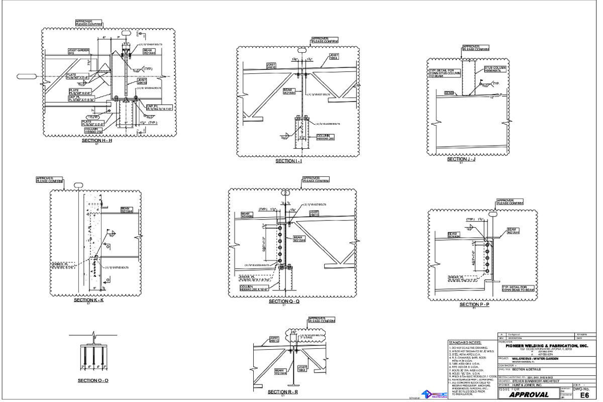 Steel Beam Column Connection Elevation Section Detail Drawing