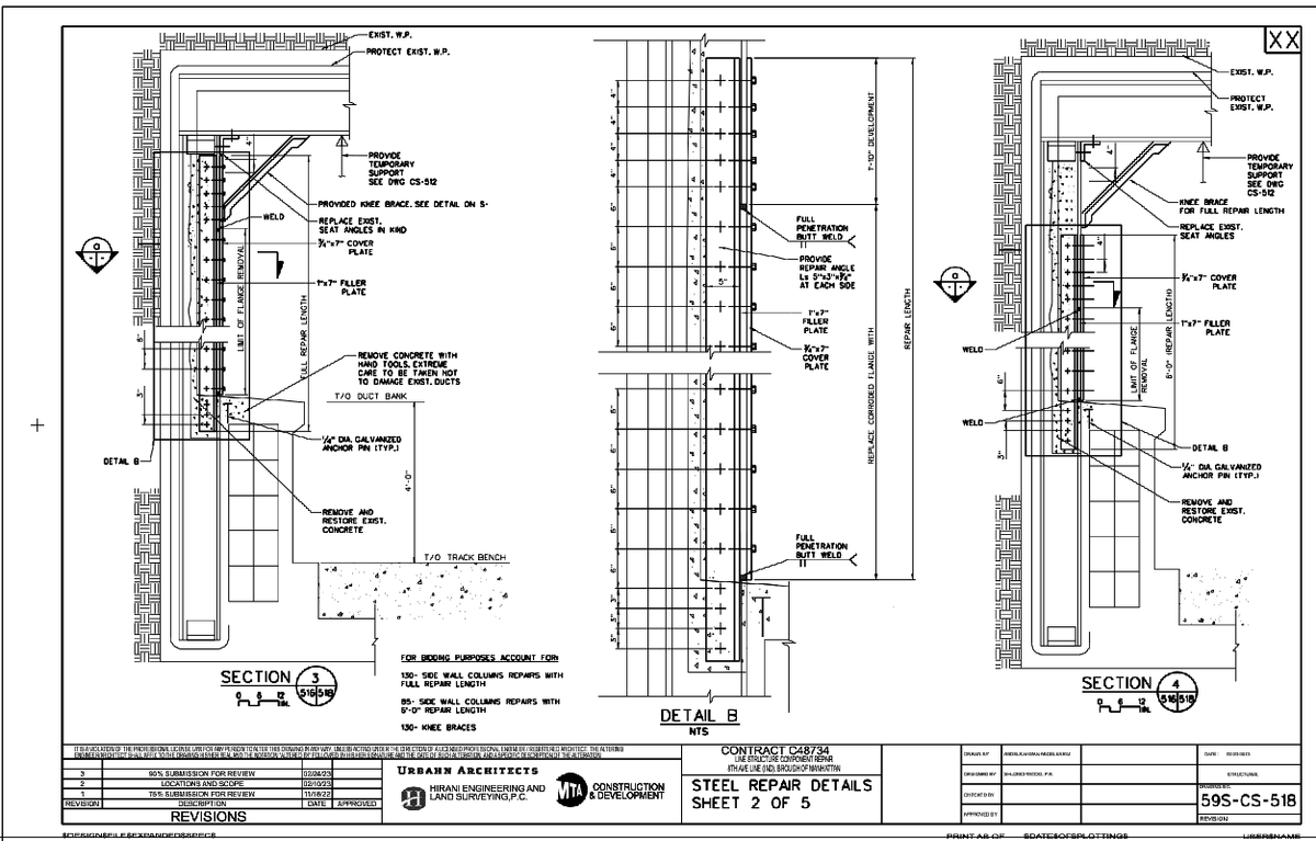 Steel Repair Detail Sheet 6ft Repair Length Flange Plate Weld
