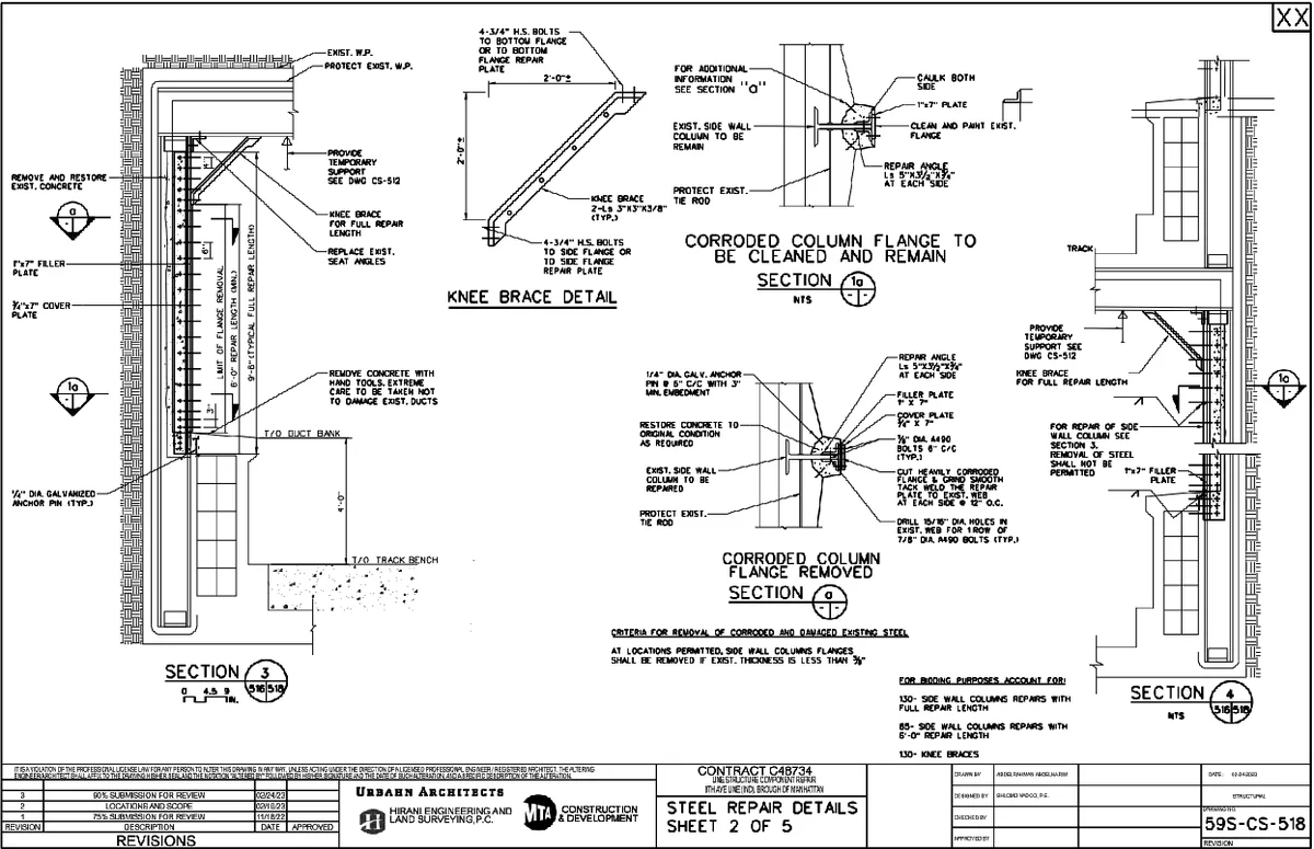 Steel Repair Details Column Flange 6ft 9ft6in Section DWG File