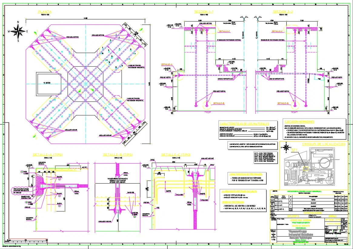 Steel Structure Foundation Assembly Plan Section Detail DWG Files