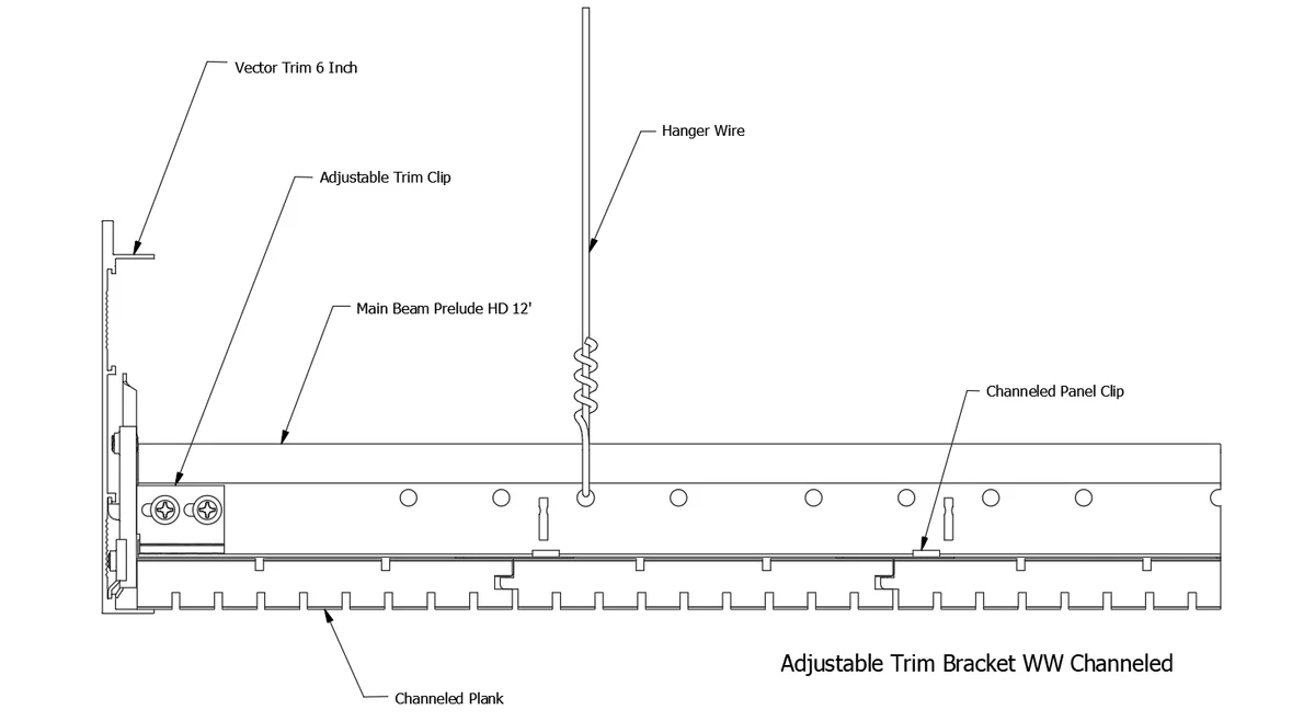 Vector Assembly 6 Inch WW Channeled Plank Ceiling DWG Plan layout