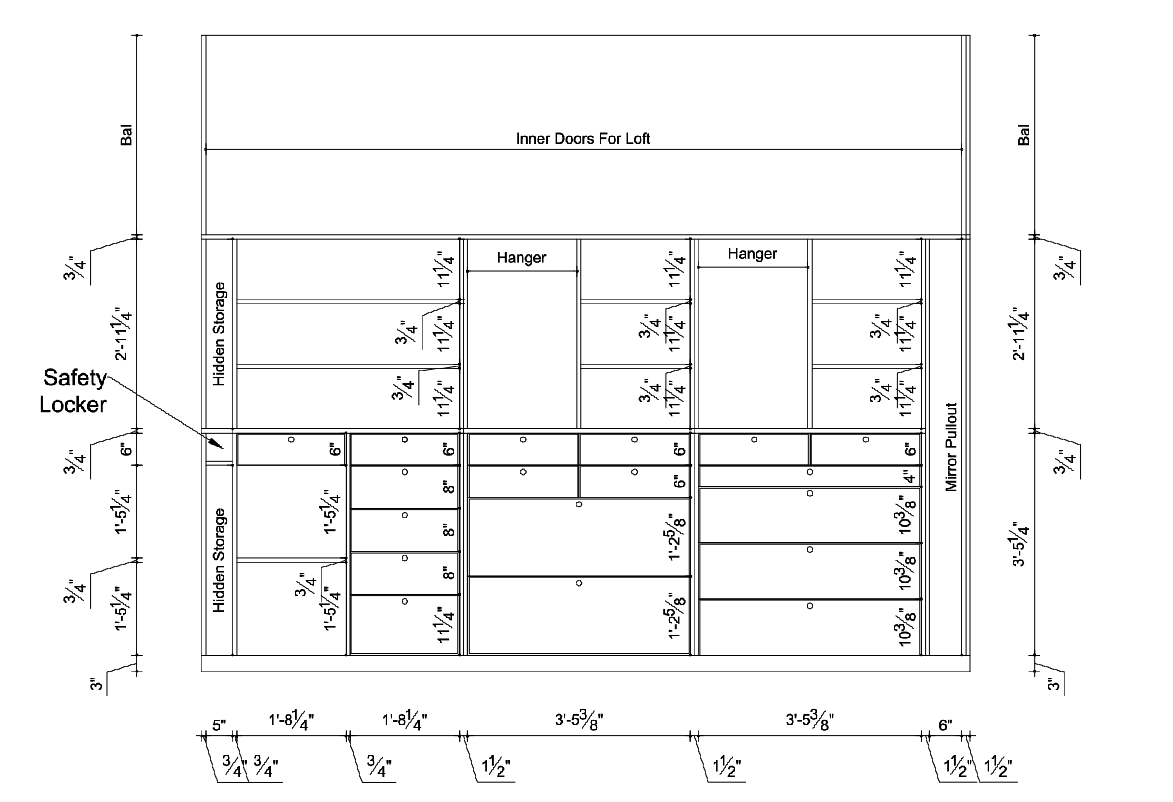 Wardrobe Inner Layout 3ft5in Storage 1ft8in Shelves Furniture Plan