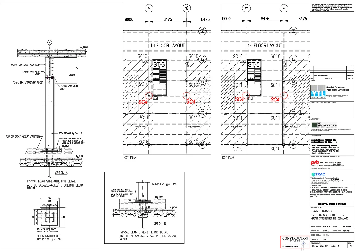Beam Strengthening Slab Detail AutoCad DWG 9000 8475 Grid Plan