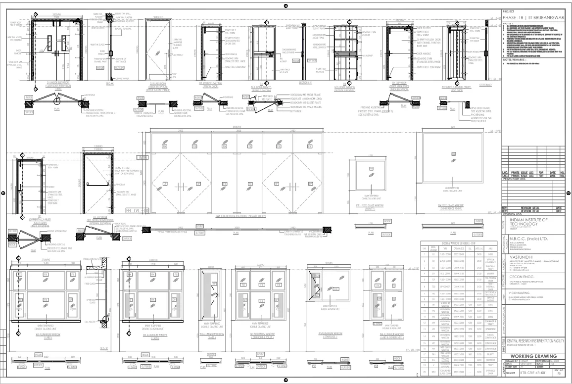 CRIF Door and Window Detail DWG IIT Bhubaneswar Phase 1B Project
