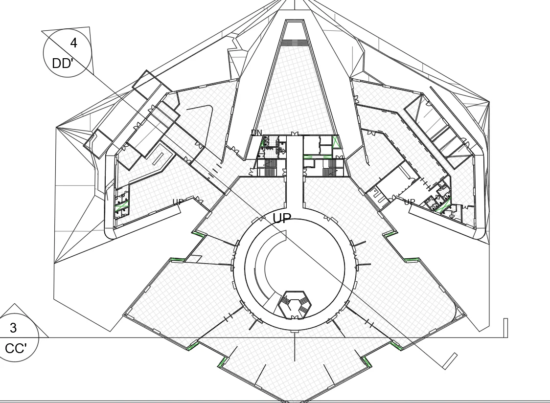 Defence Aviation Gallery Ahmedabad Sections CC DD DWG Levels