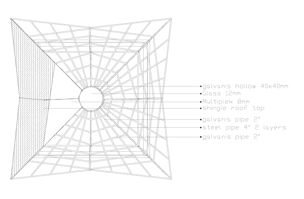Dome Structure Detail Glass 12mm Steel Pipe 4inch Design DWG