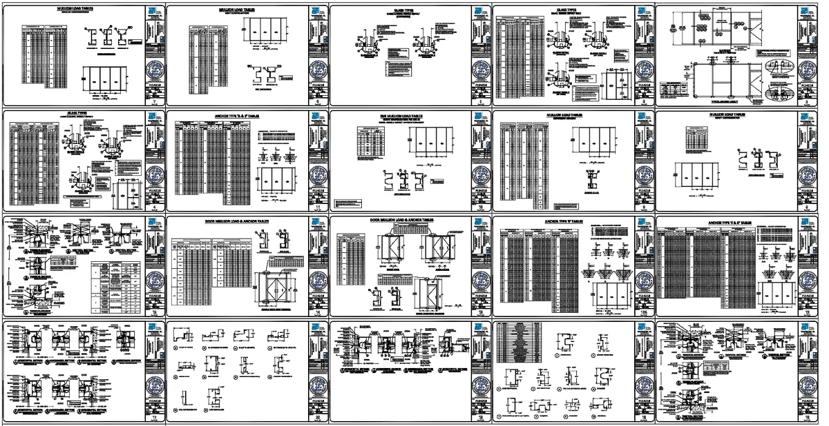FL14218 R14 II YKK159 SS Curtain Wall Mullion Load Tables DWG