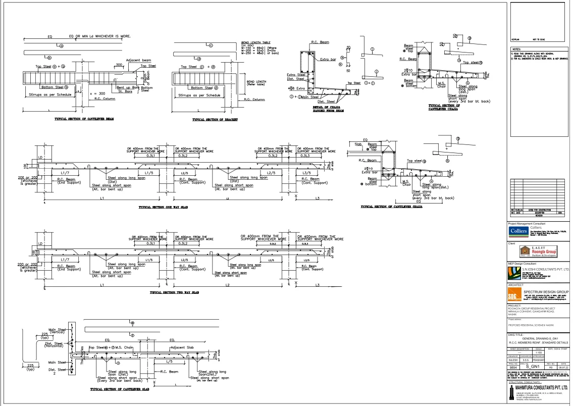 General Drawing S GN1 RCC Members Reinforcement Standard Details