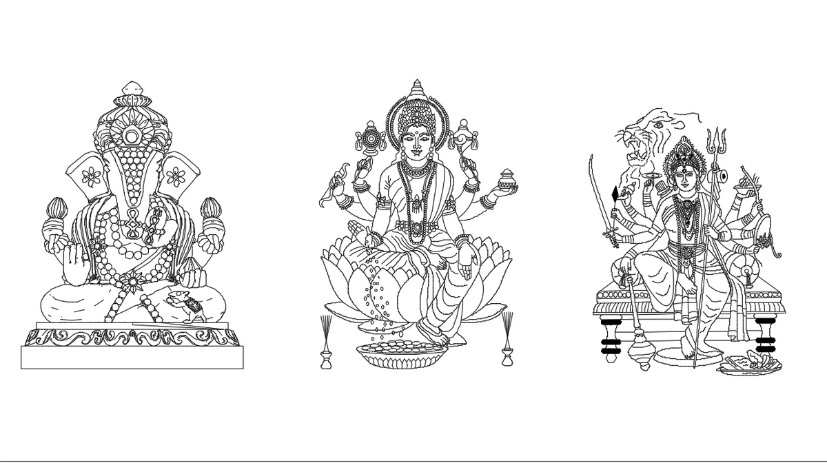 Goddess Statue DWG Drawing with Decorative CAD Elevation Detail