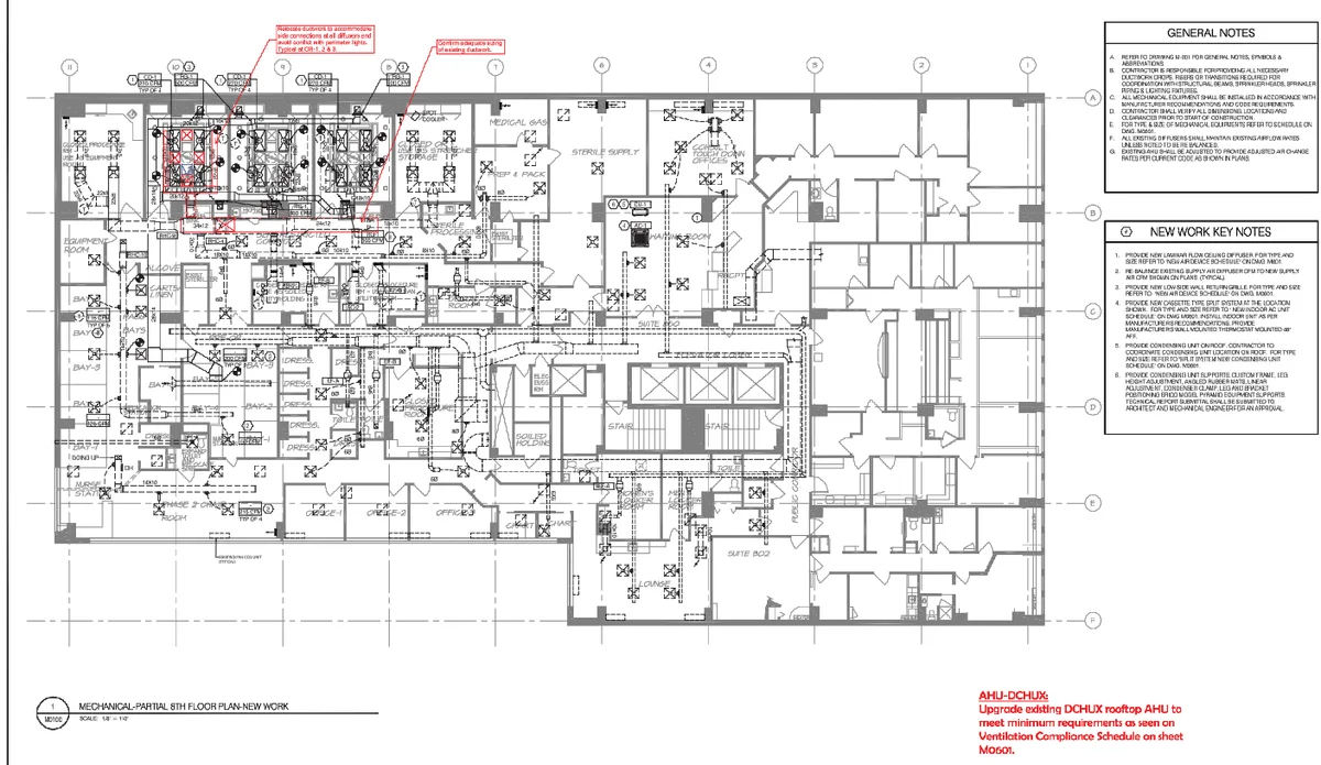 Hospital AHU DCHUX Detail Plan 34x12 22x8 500CFM HVAC DWG Files