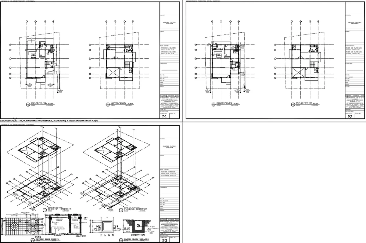 House Center Line Plan And Plumbing Layout DWG With Sizes Details