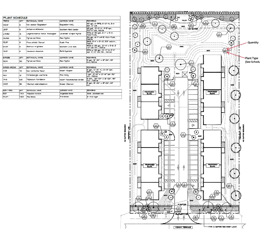 Landscape Plan Layout DWG Scale 1 inch 20 feet Site Detail files