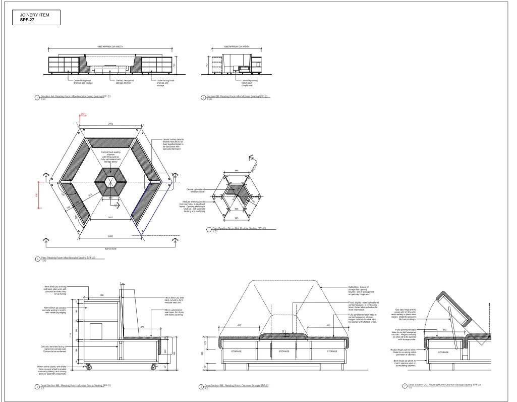 MISK School Furniture Pods DWG 4985mm Hex Seating Design layout