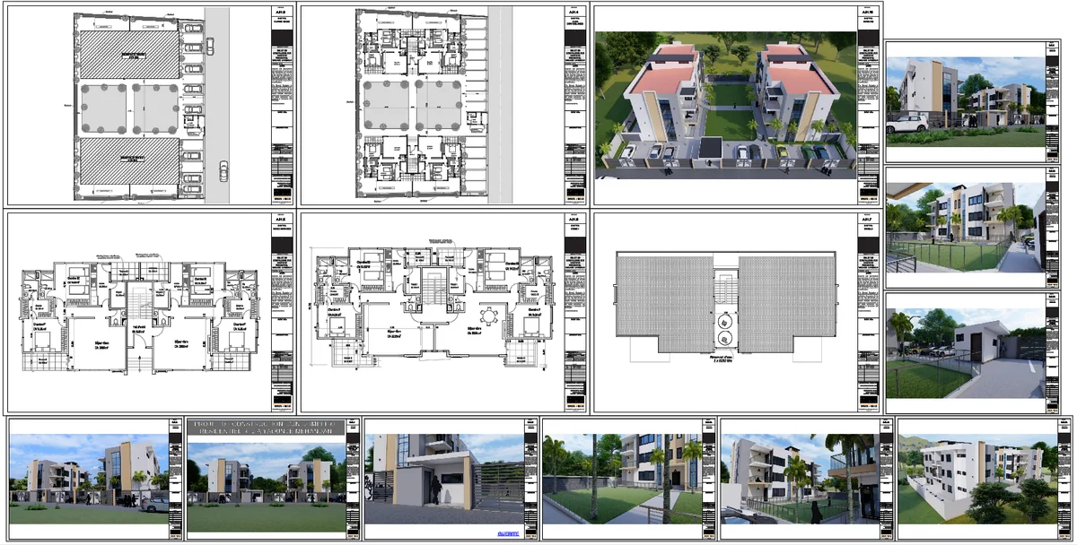 Residential apartment 2 BHK layout plan with parking design files