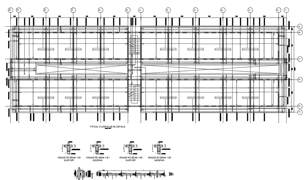 Residential Apartment RC Slab Beam Column Details 450x200 400x200 DWG