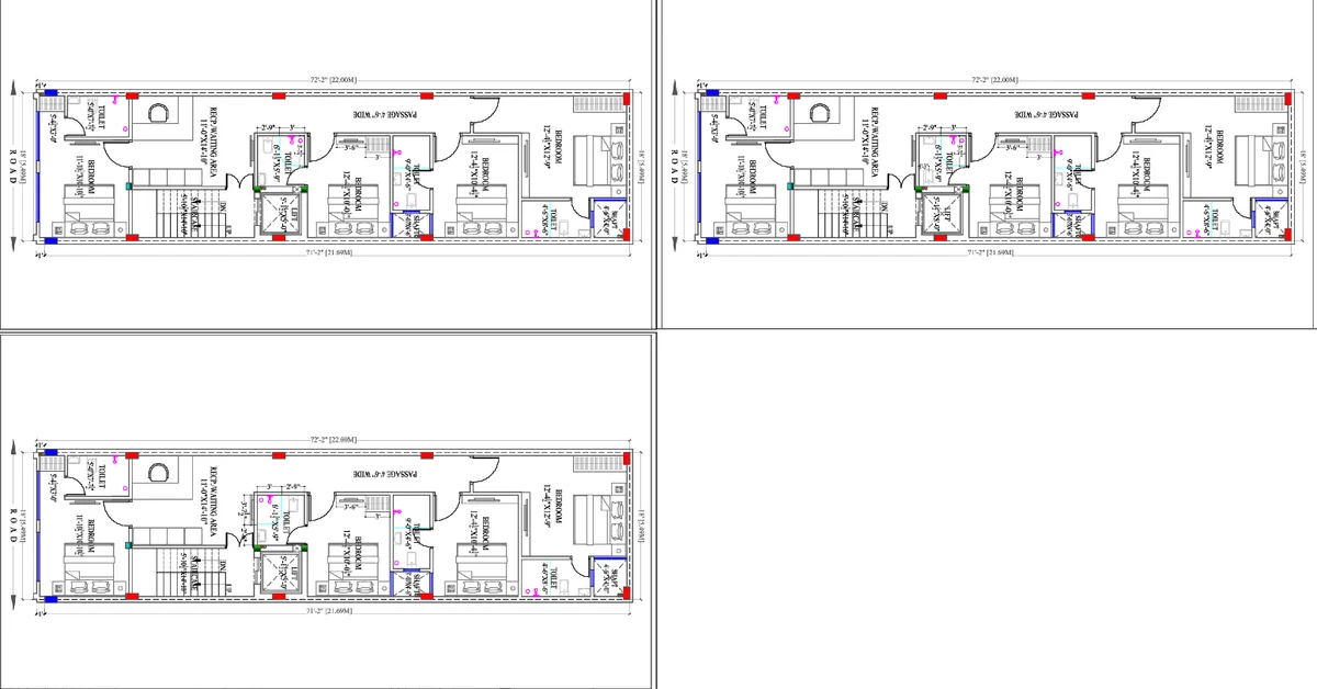 Residential First Floor Layout DWG Plan 72 ft 2 inch Details